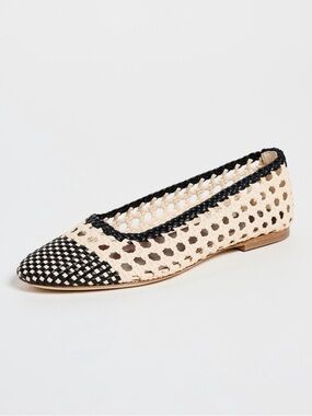 STAUD Nell Crochet Leather Ballet Flats